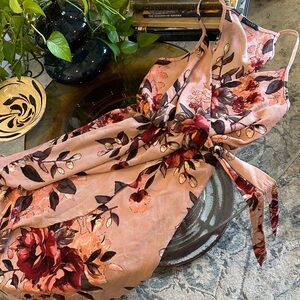Scobe Floral Pink and Burgundy Bold large Dress sun Dress tropical island
